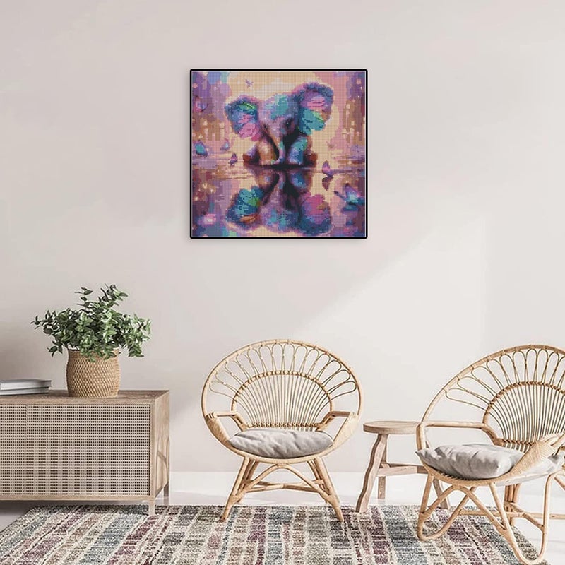 TaeYsck Elephant Stamped Cross Stitch Kits for Adults Beginner, Easy Counted Cross Stitch Kits Printed Butterfly Stitching Patterns Dimensions,Cute Needlepoint Art Crafts Embroidery Kits for Home Decor - Image 2